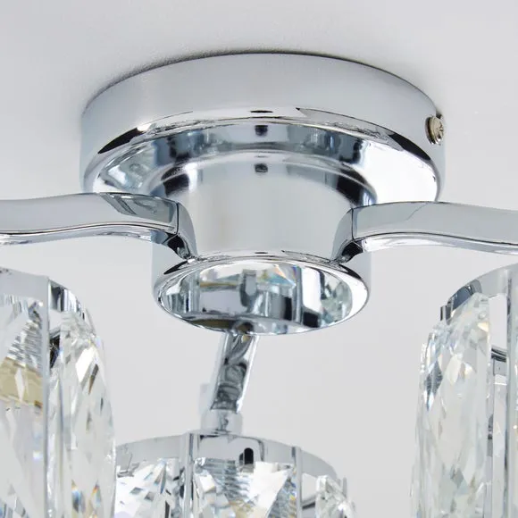 Kleio 3 Light Glass Chrome Semi Flush Ceiling Light 4