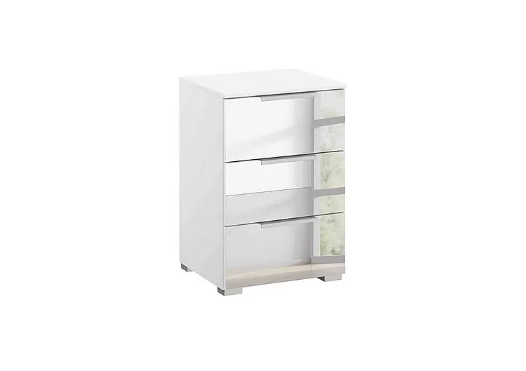 Rio 40cm 3 Drawer Bedside Cabinet - Alpine White Carc/Mirror