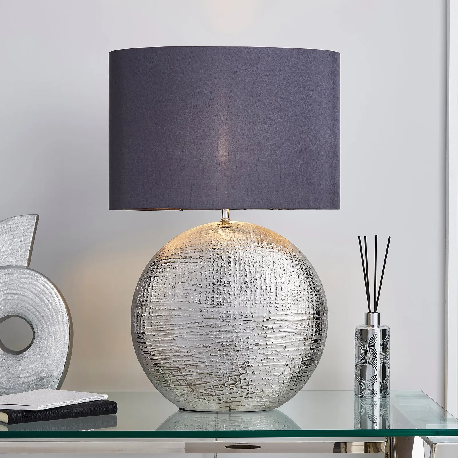 Romano Ceramic Table Lamp Silver