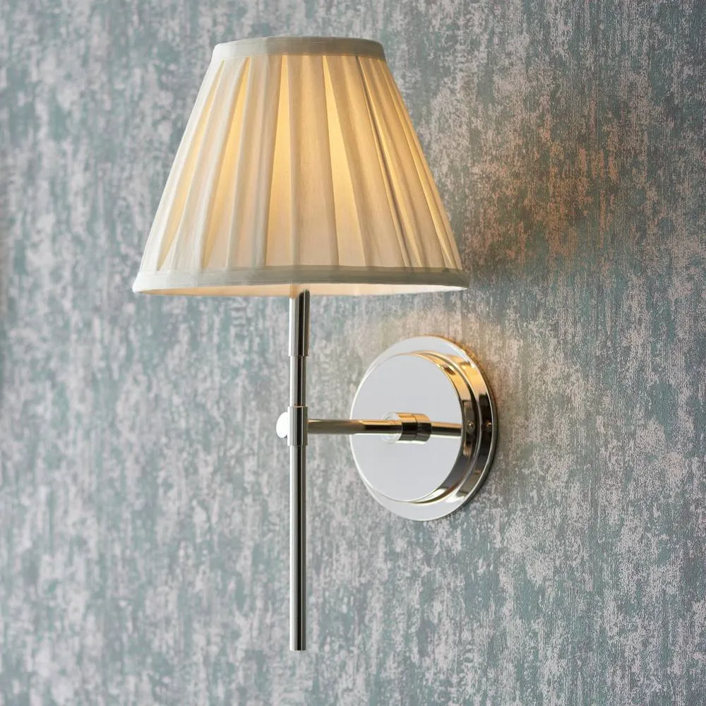 Netlighting Rennes & Carla Wall Lamp with Shade Bright Nickel Plate & Cream Fabric 2