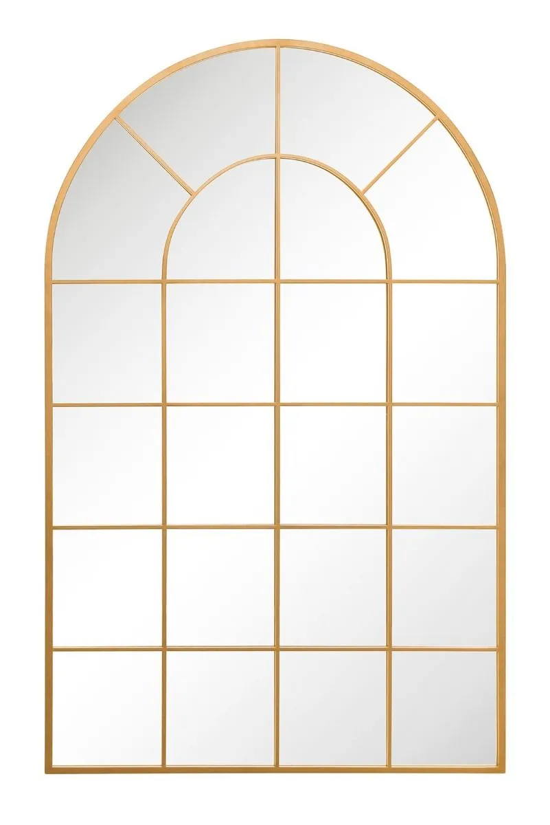 MirrorOutlet Gold Framed Arched Window Leaner/Wall Mirror 75" X 47" (190x120CM) 3