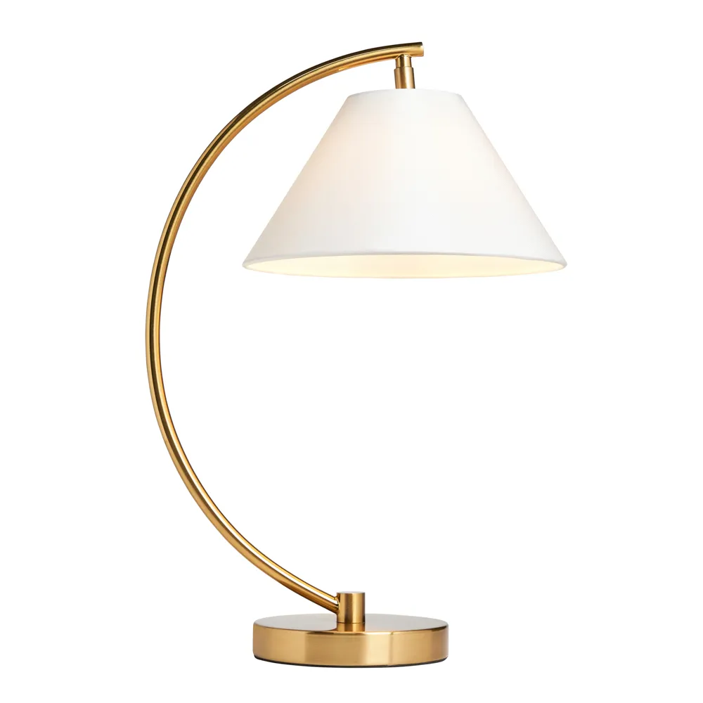 Nellie Curved Table Lamp, Satin Brass 1