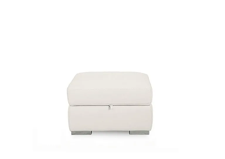 Edison Leather Storage Footstool - Star White