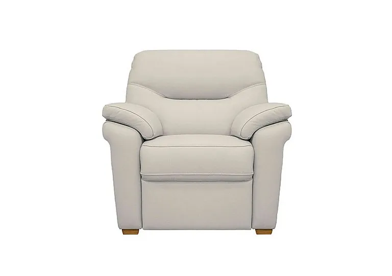 Seattle Leather Armchair with Wooden Feet - Oxford Light Grey