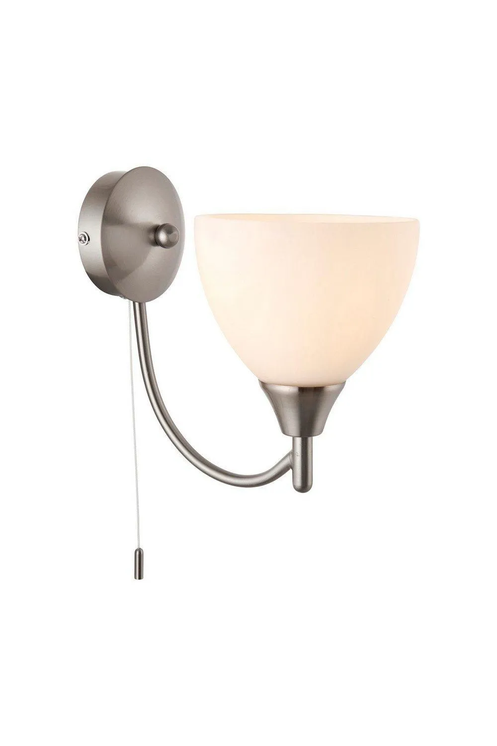 Netlighting Alton 1 Light Wall Light Satin Chrome with Matt Opal Glass Shade E14 in Grey