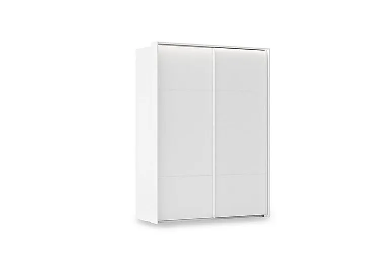 Haven 170cm 2 Door Slider Wardrobe with Décor Doors and Lights - Alpine White