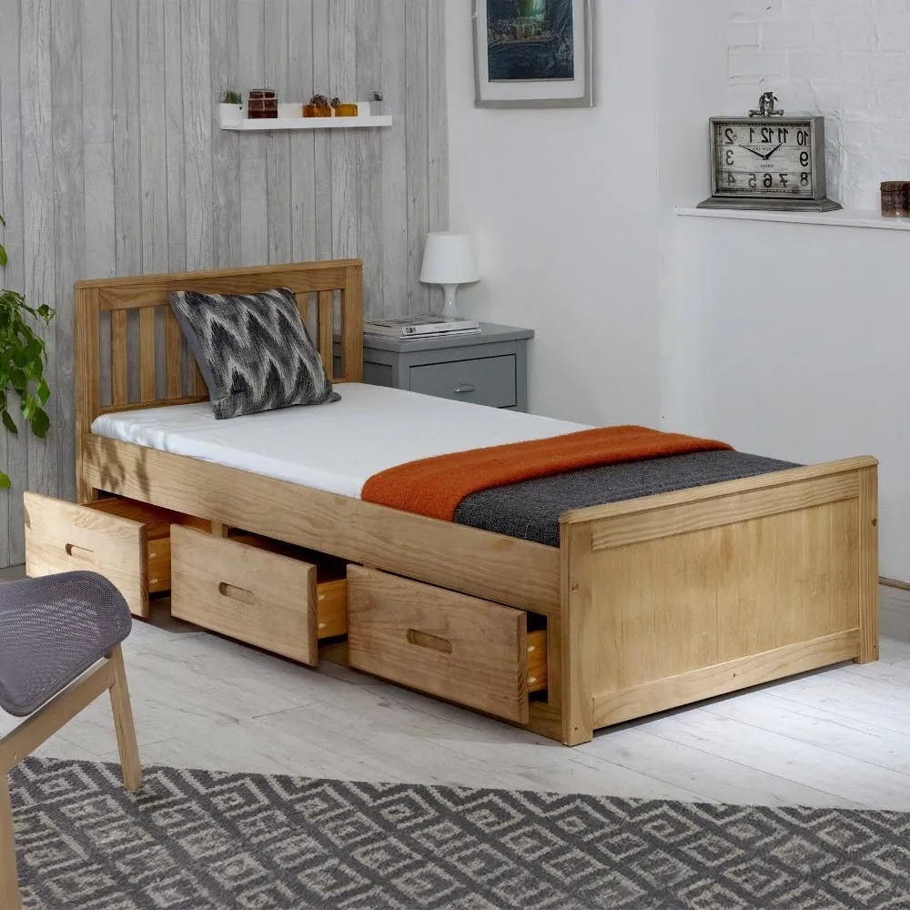 Mission - KIng - Storage Bed - Waxed Pine - Wood - 5ft - Happy Beds 1