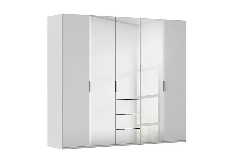 Formes 5 Door Bifold Combi Wardrobe with 2 Glass Doors and 3 Mirror Doors - Silk Grey/Silk Grey Front