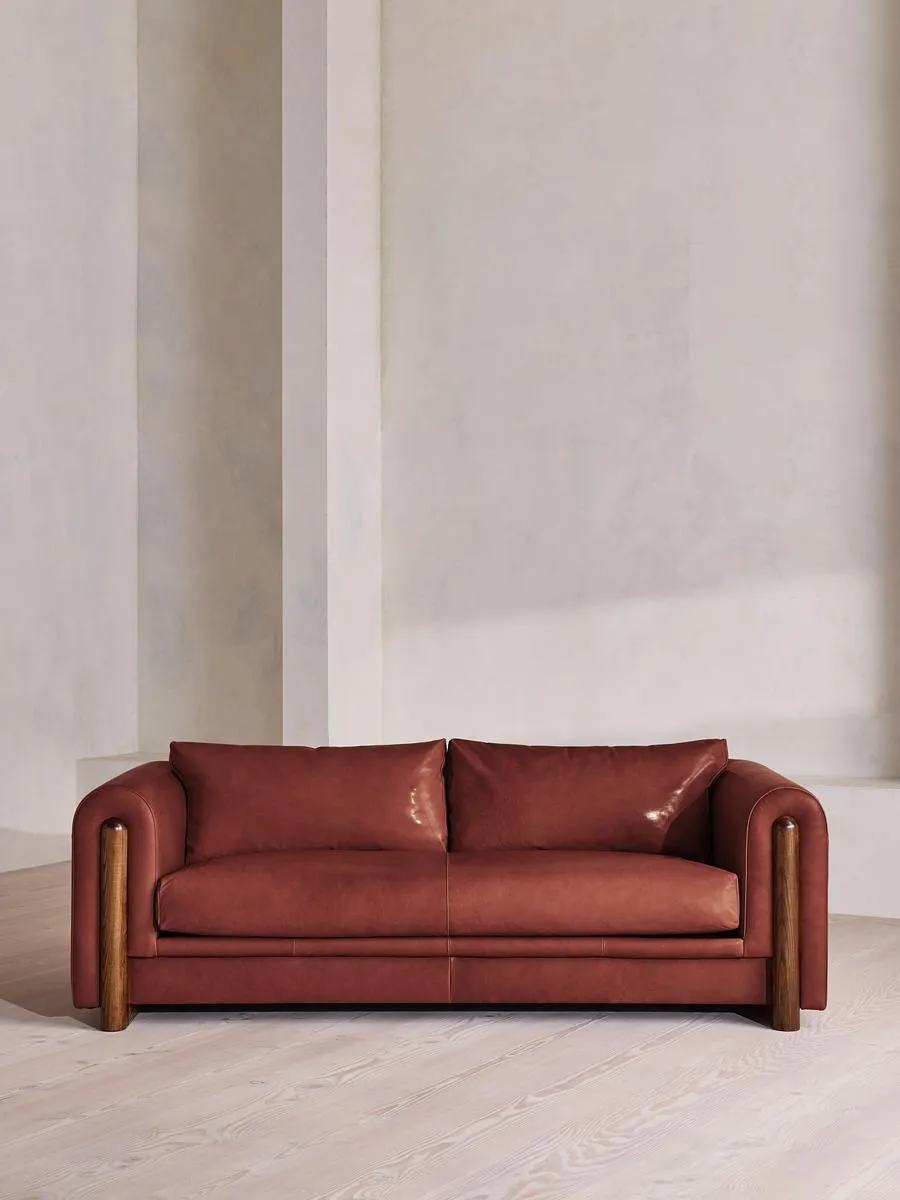 Farrell Three Seater Sofa, Leather, Sangria