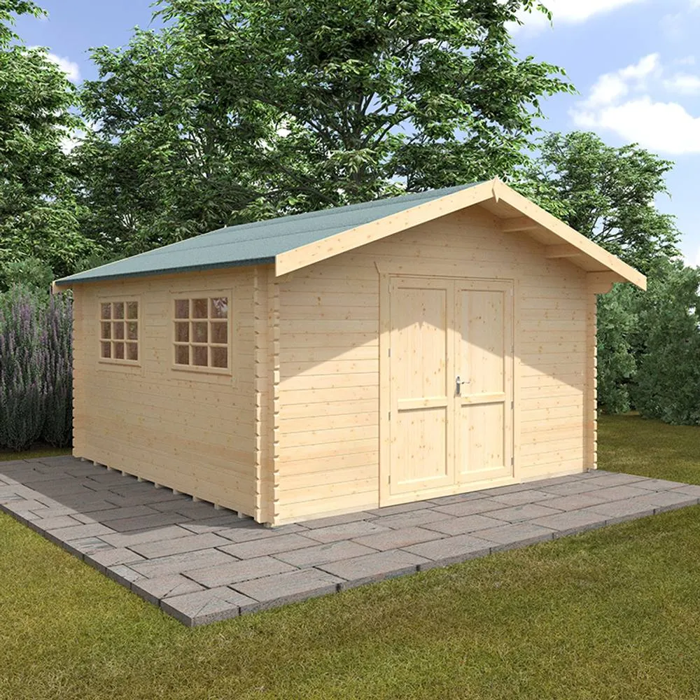 Buttercup Farm 14x14w Marlborough Plus 44mm Cabin - L415 x W415 x H282.2 cm in Natural 2