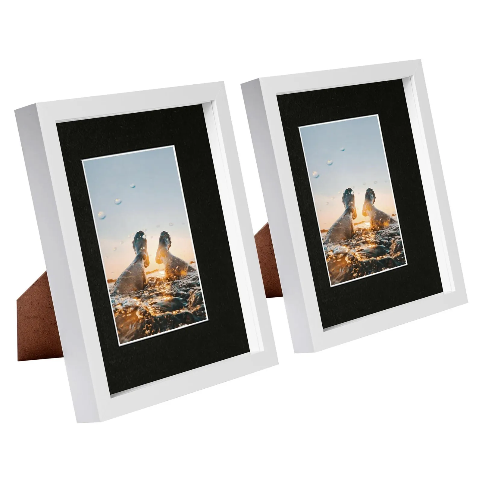 Nicola Spring 8x10" White 3D Box Photo Frames 4x6" - x2 in Black 1