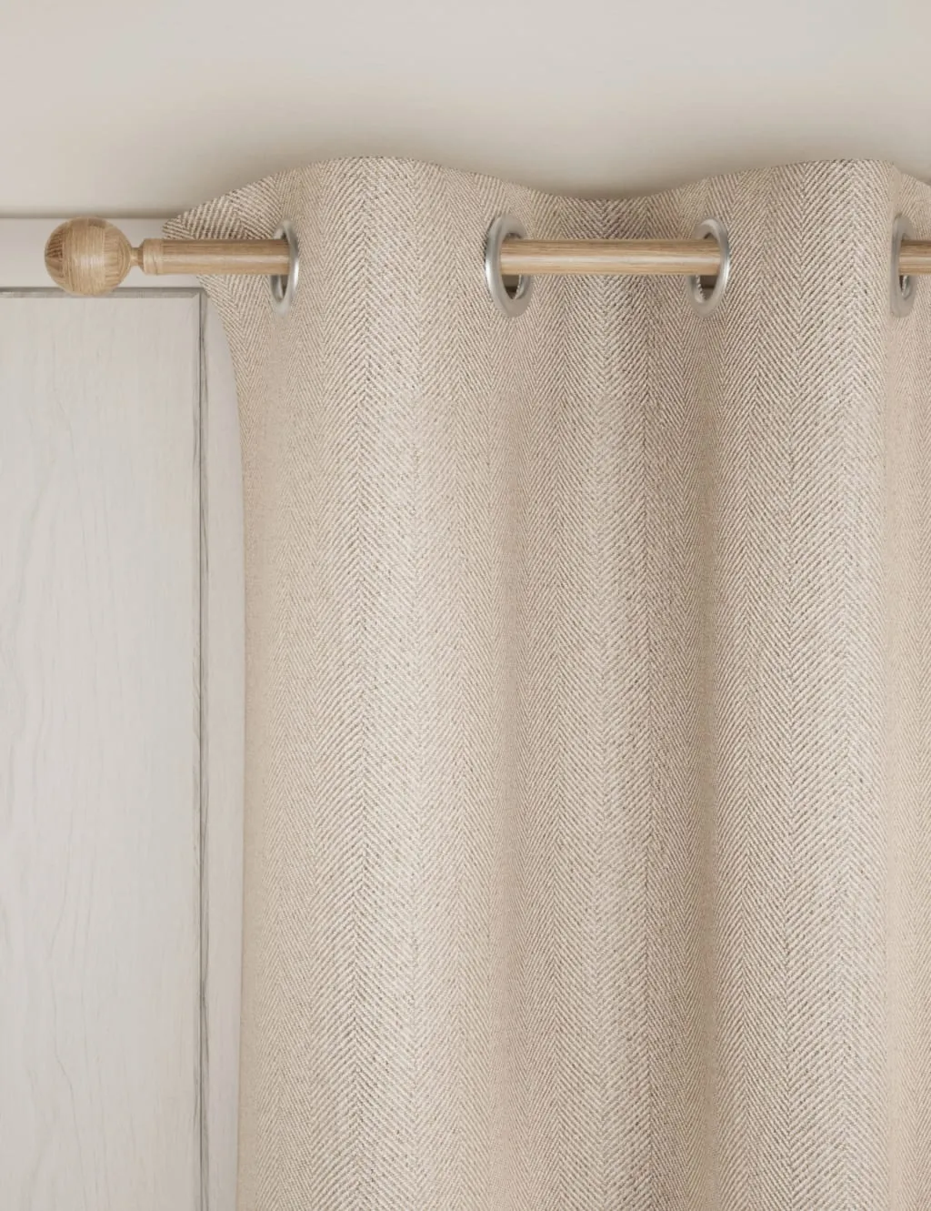 M&S Herringbone Eyelet Curtains Natural