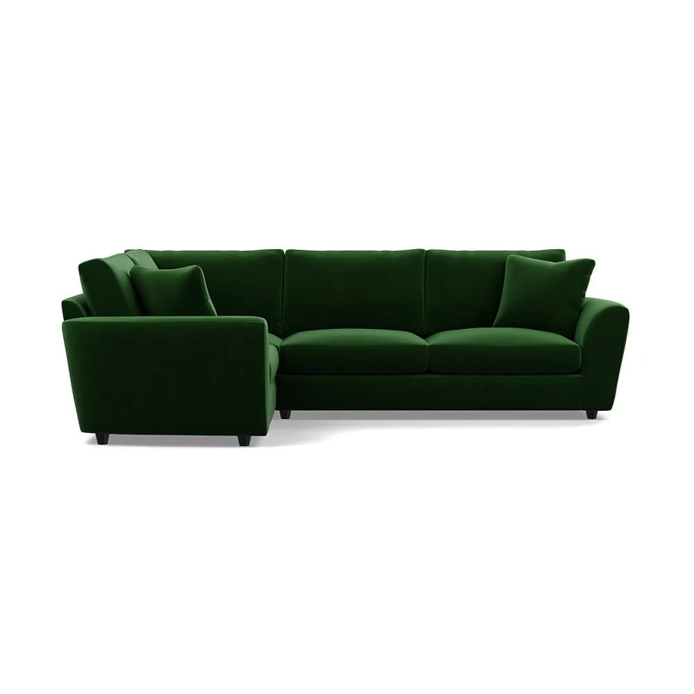 Heal's Snooze Left Hand Facing Corner Sofa Smart Velvet Forest Black Feet 1