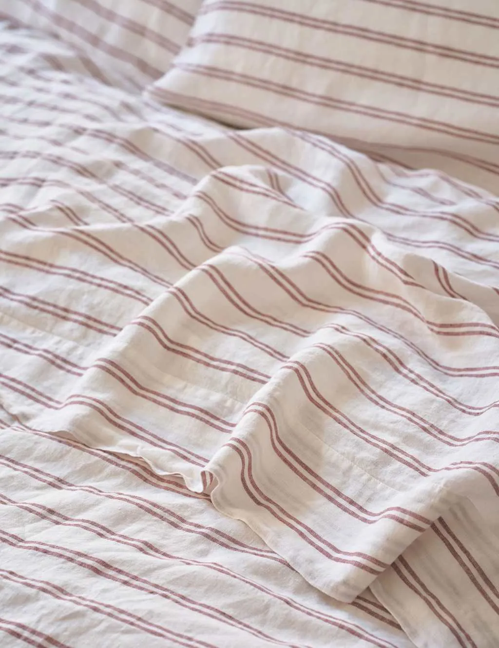 Piglet In Bed Linen Rich Striped Flat Sheet Red Mix