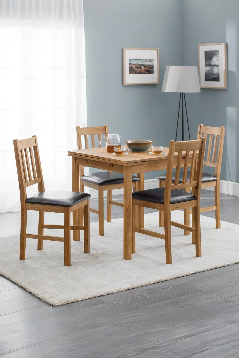 Julian Bowen Coxmoor Square to Rectangular Extending 4 Seater Dining Table in Light Oak 2