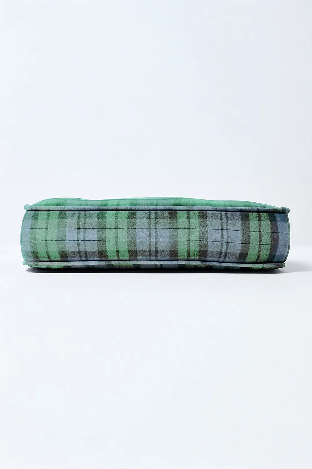 Homescapes Black Watch Tartan Cotton Dining Chair Booster Cushion in Green 5