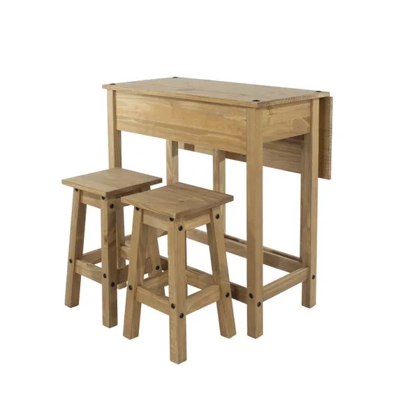 Corona 2 Seater Rectangular Drop Leaf Dining Table with 2 Chairs 3