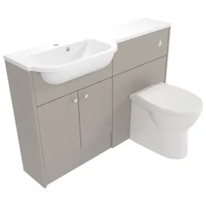 Deccado Benham Soft Suede Left Hand 1200mm Slimline Fitted Vanity & Toilet Pan Unit Combination with Left Hand Basin 2