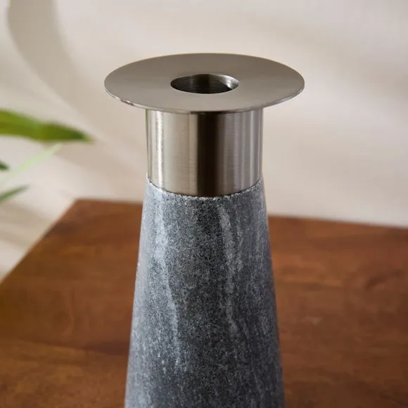 Midnight Black Marble Candlestick Holder 2