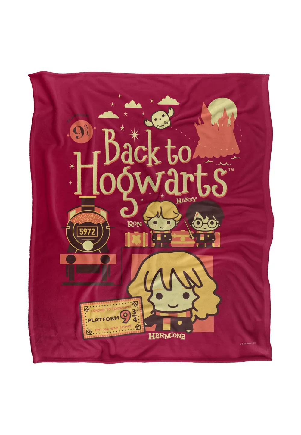 Harry Potter Back to Hogwarts Platform 9 3 4 Chibis Officially Licensed Silky Touch Super Soft Throw Blanket 152x127 cm in White