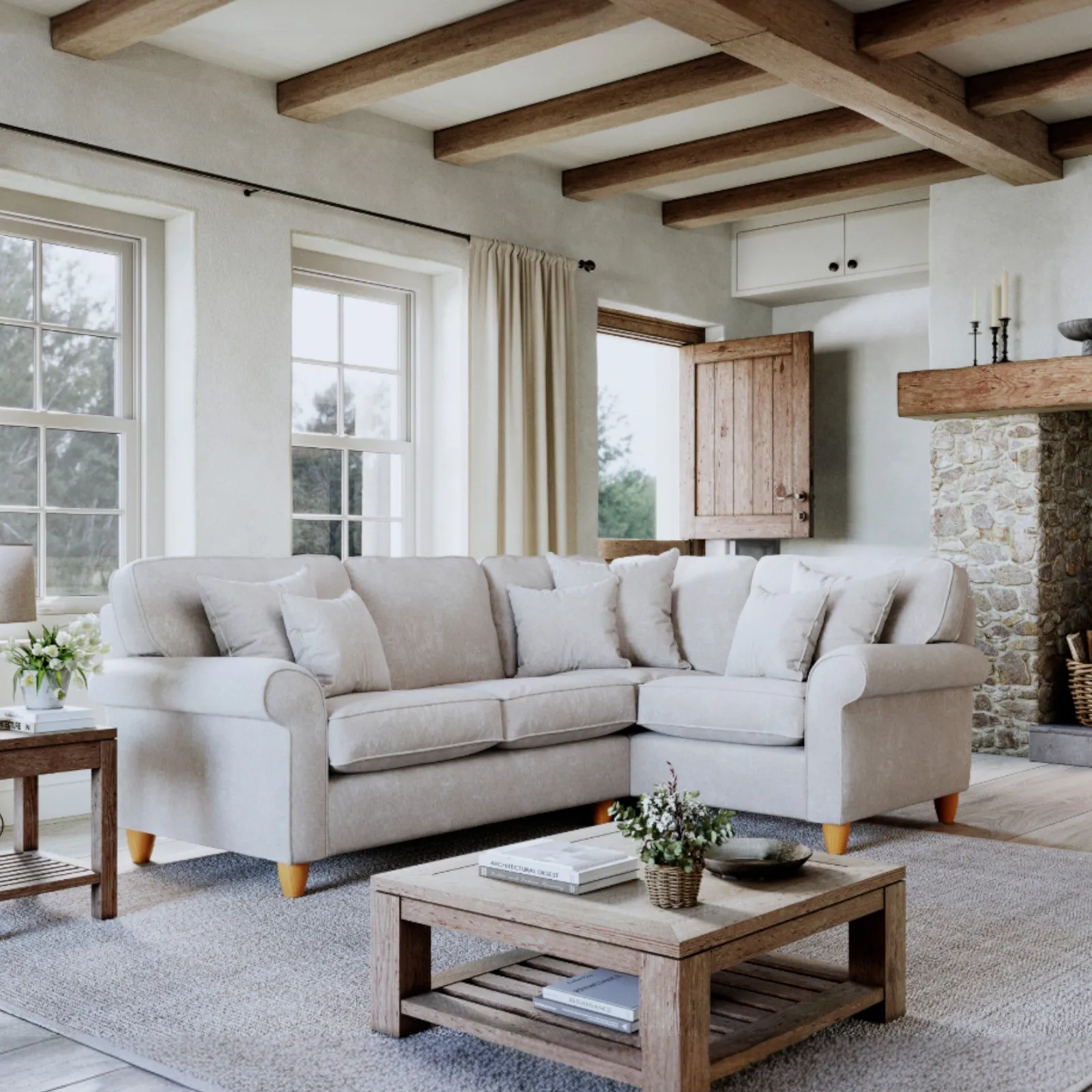 The Great Sofa Company Flora 2 Corner 1 Sofa Glory Pearl in Light Beige