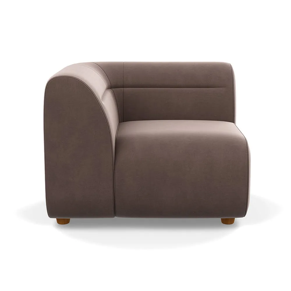 Heal's Lilli Corner Unit Left Module Smart Velvet Mouse Natural Beech Feet 1