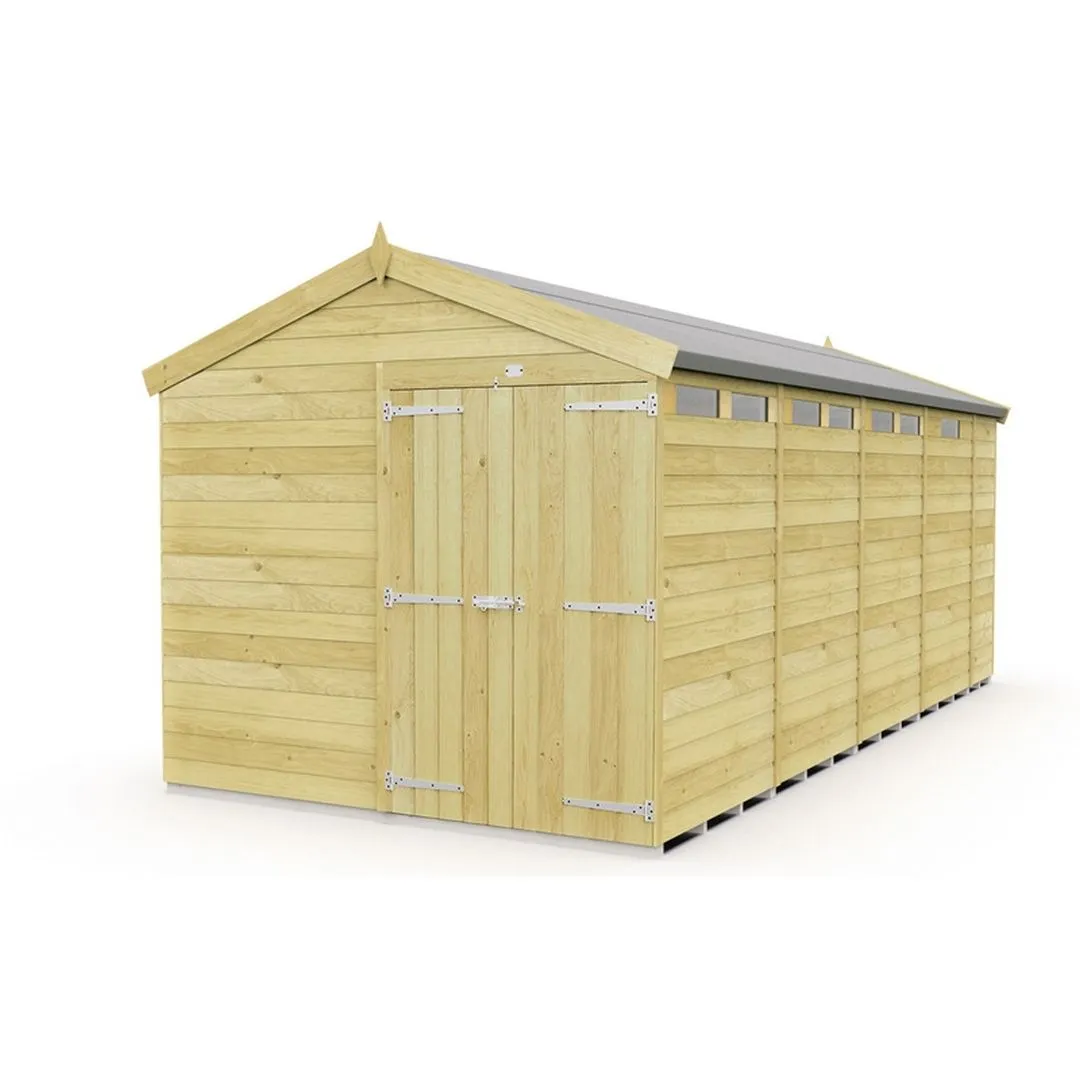 Buttercup Farm 8 x 17 Feet Apex Security Shed - Double Door - L503 x W231 x H217 cm in Brown