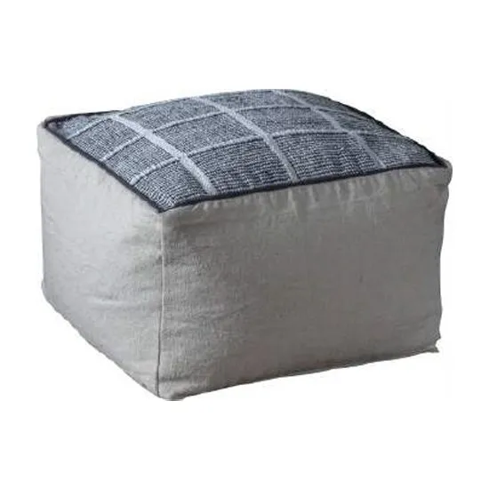 Vega Fabric Upholstered Square Pouffe In Grey