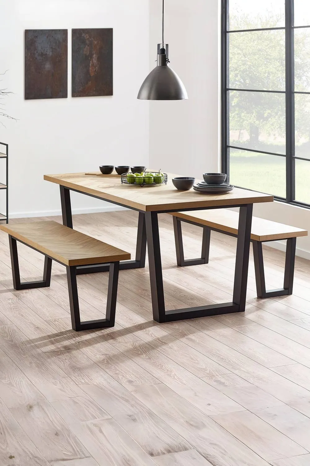 Julian Bowen Hilton 2 Seater Dining Bench in Light Oak 2