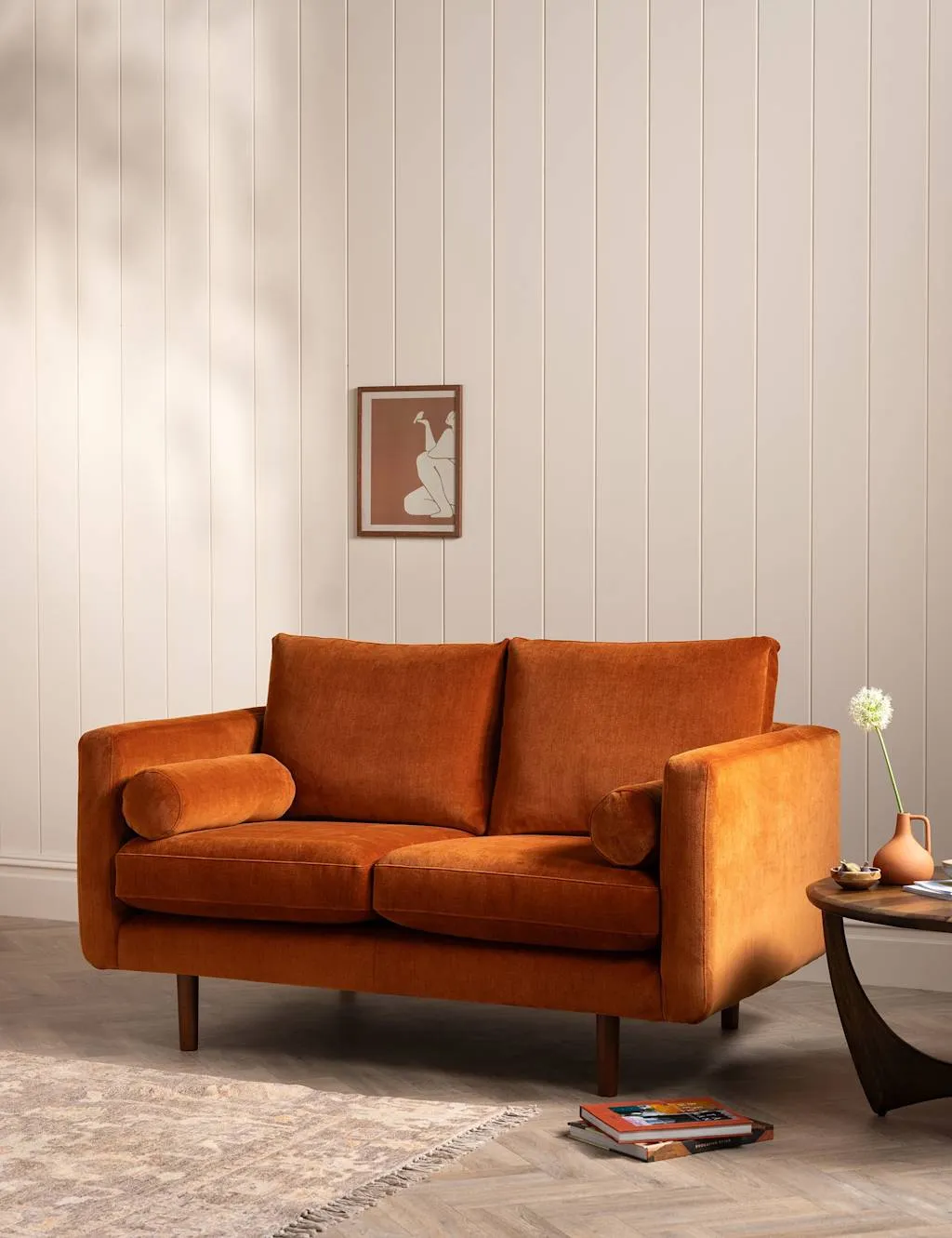 BARKER AND STONEHOUSE Moore Chenille Medium 2 Seater Sofa Orange
