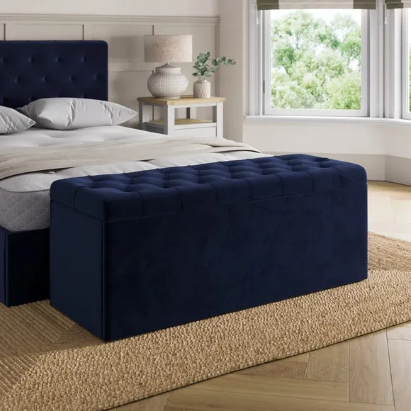 Emberly Velvet End of Bed Storage Ottoman 1