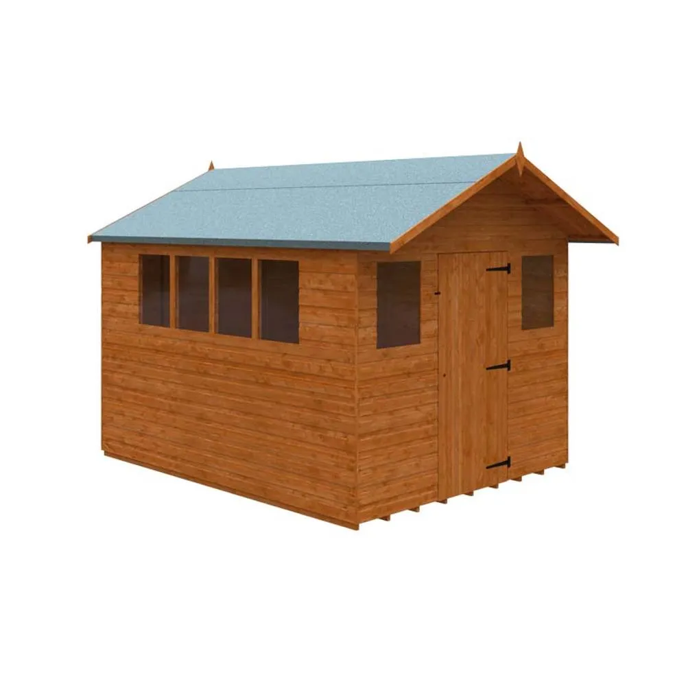 Buttercup Farm 10 x 8 Feet Cabin 12mm Shed - Solid Wood/Softwood/Pine in Burnt Orange