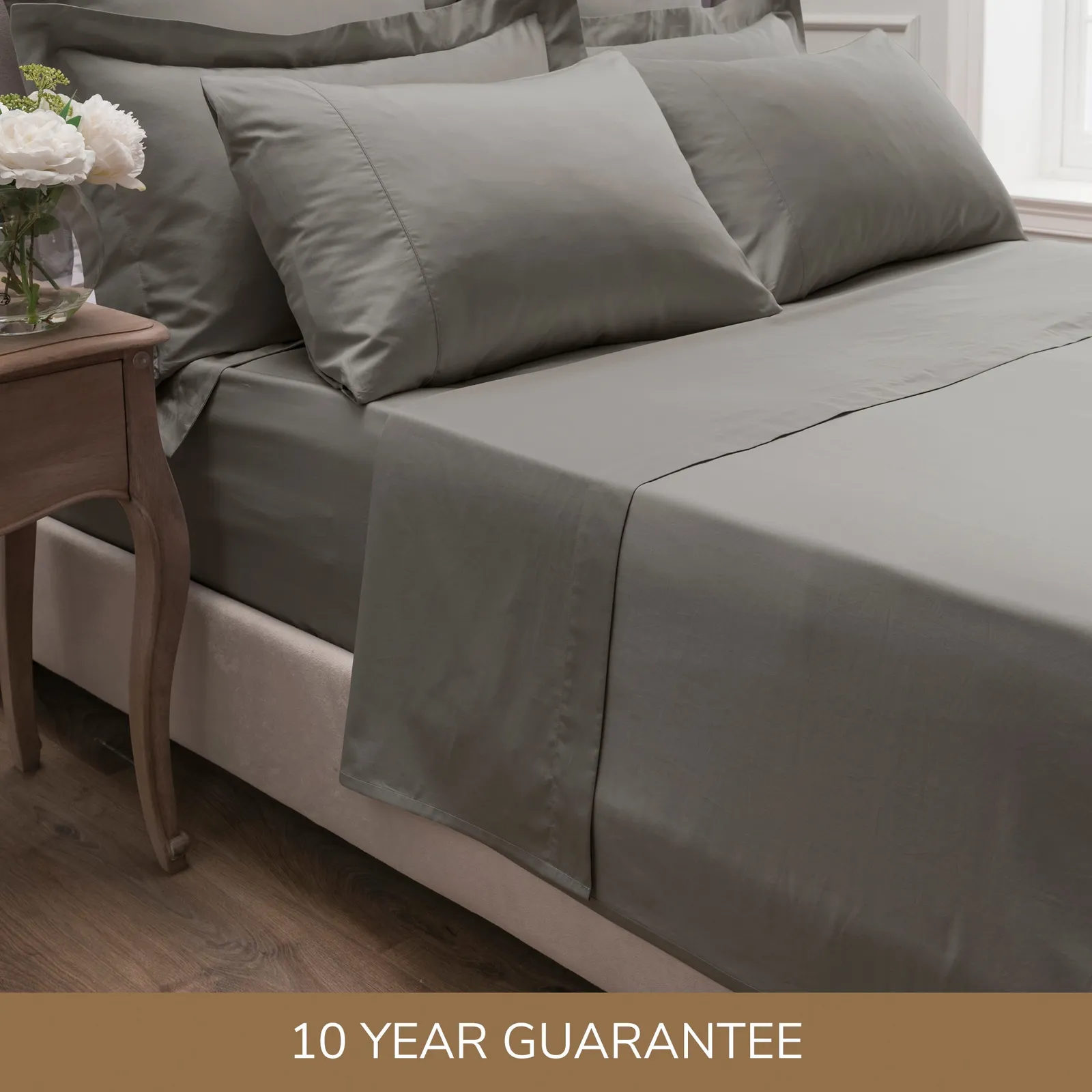 Dorma 300 Thread Count 100% Cotton Sateen Plain Flat Sheet Mink