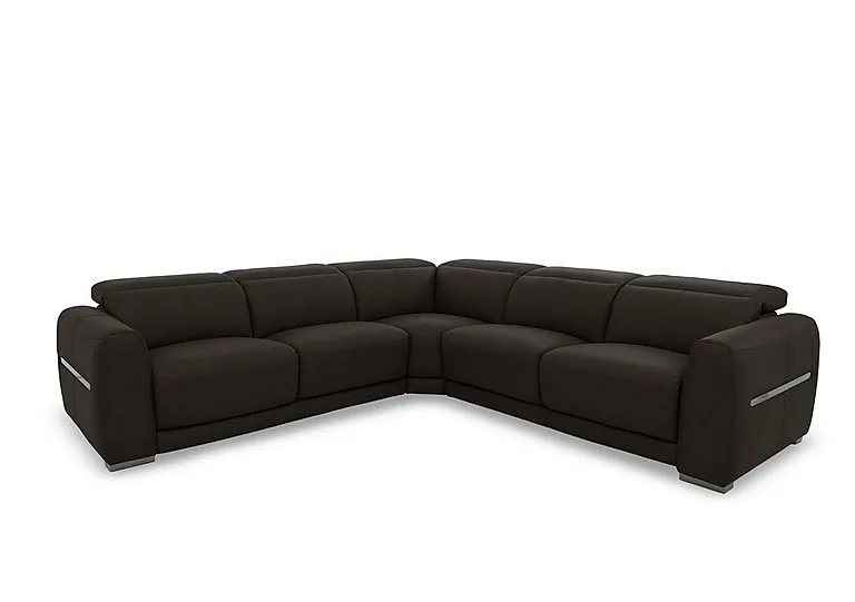 Edison Large Leather Corner Sofa - Dark Chocolate