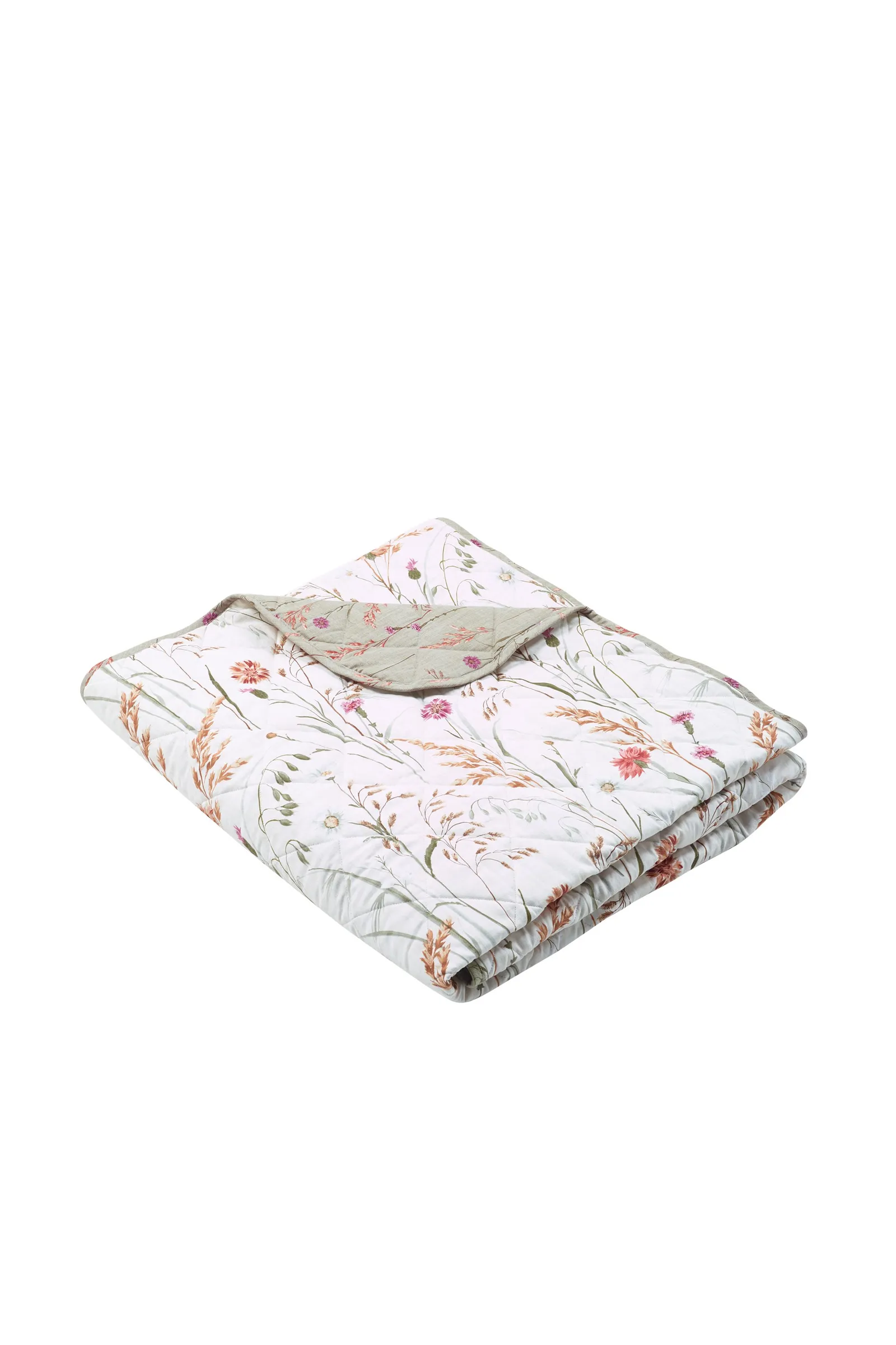 Catherine Lansfield 'Brushed Grasmere Floral' Cotton Reversible Quilted Bedspread in Green 5