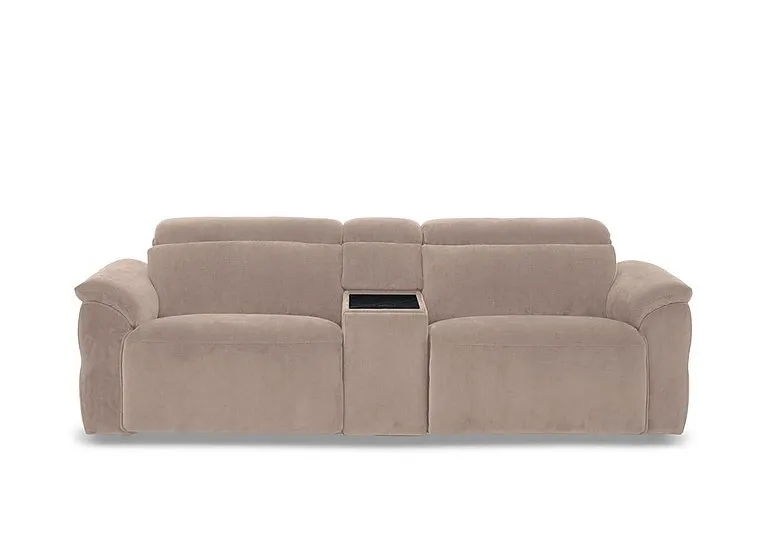 Dolomite 3 Seater Fabric Power Recliner Sofa with Power Headrests and Console - Manhattan Nutmeg