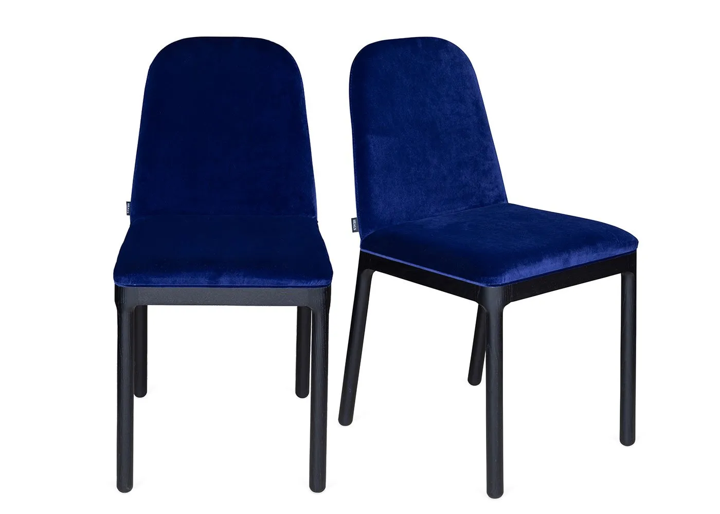 Heal's Ellie Pair of Dining Chairs Navy Velvet Black Ash Leg