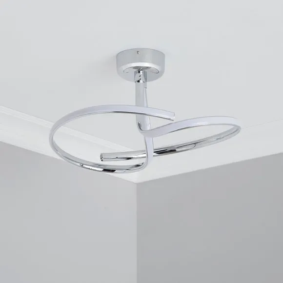 Cortez 2 Arm LED Chrome Semi Flush Ceiling Light 2