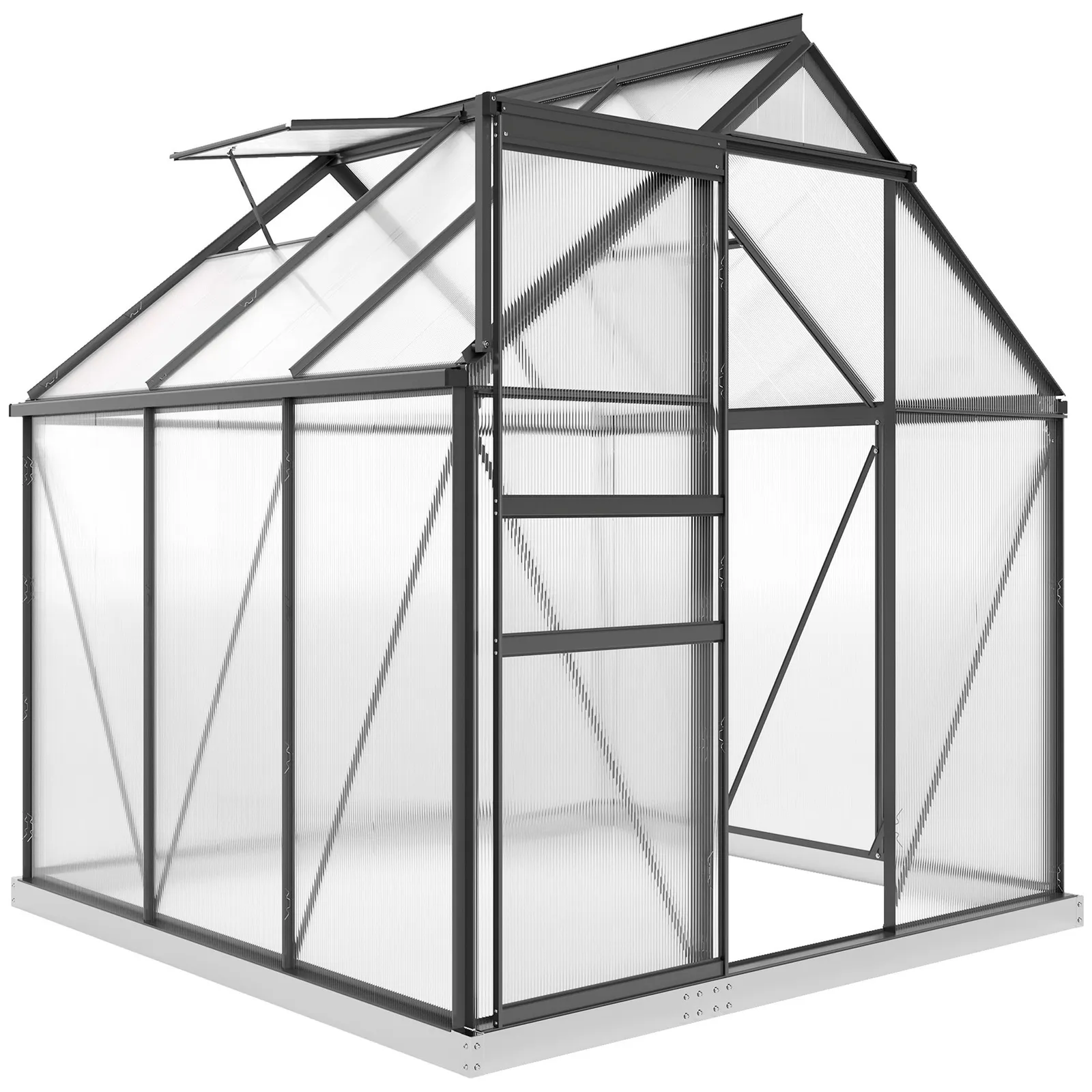 OUTSUNNY Polycarbonate Walk-in Garden Greenhouse w/ Sliding Door Grey 2