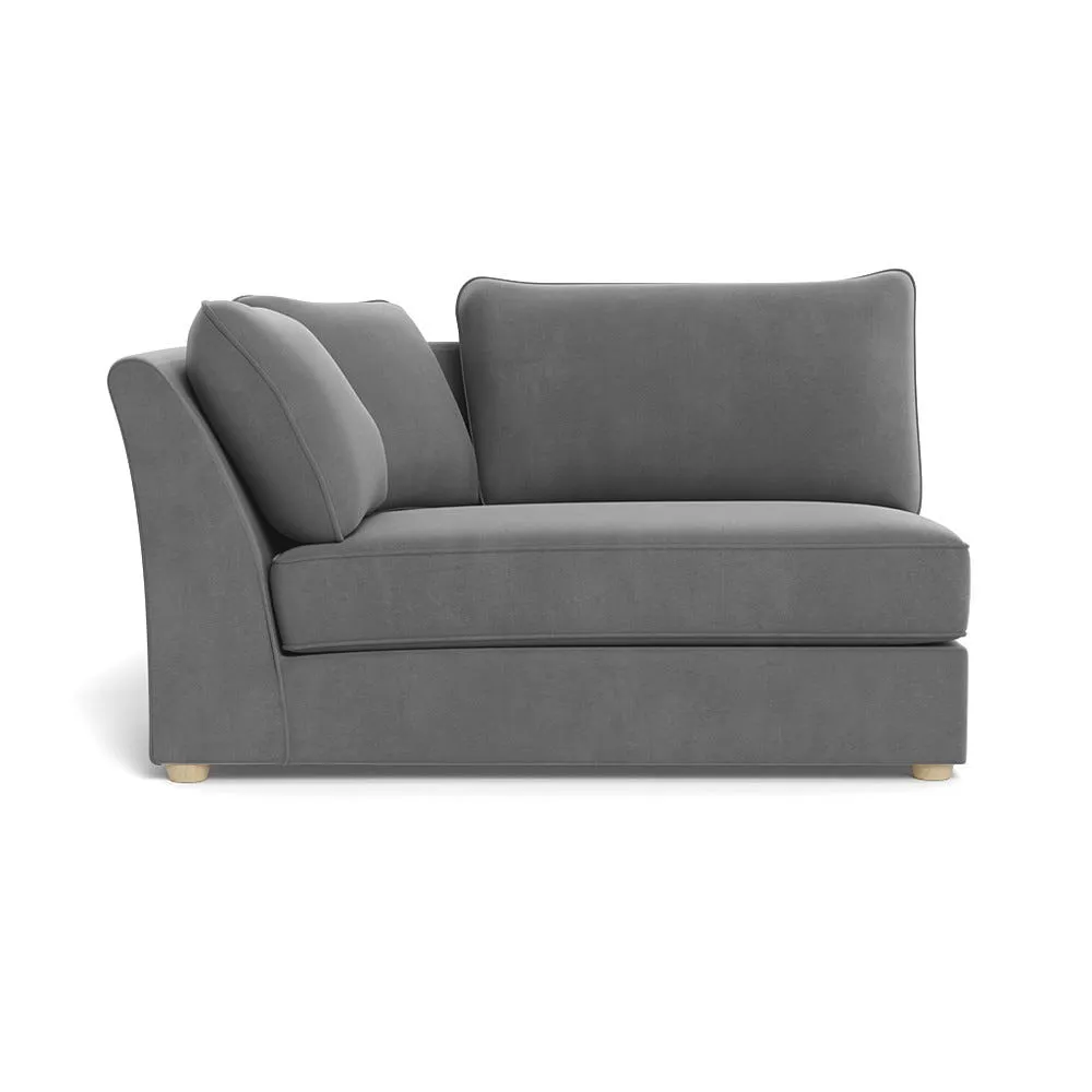 Heal's Tailor Large Curved Left Hand Facing Corner Unit Smart Velvet Mercury Natural Feet