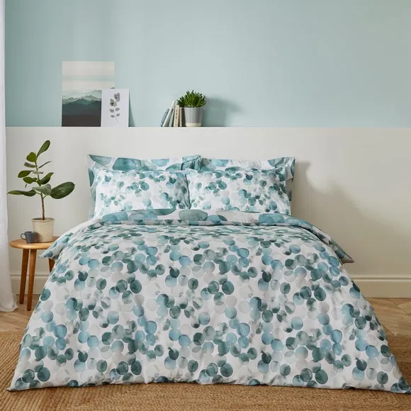 Watercolour Circles Teal Duvet Cover and Pillowcase Set 2