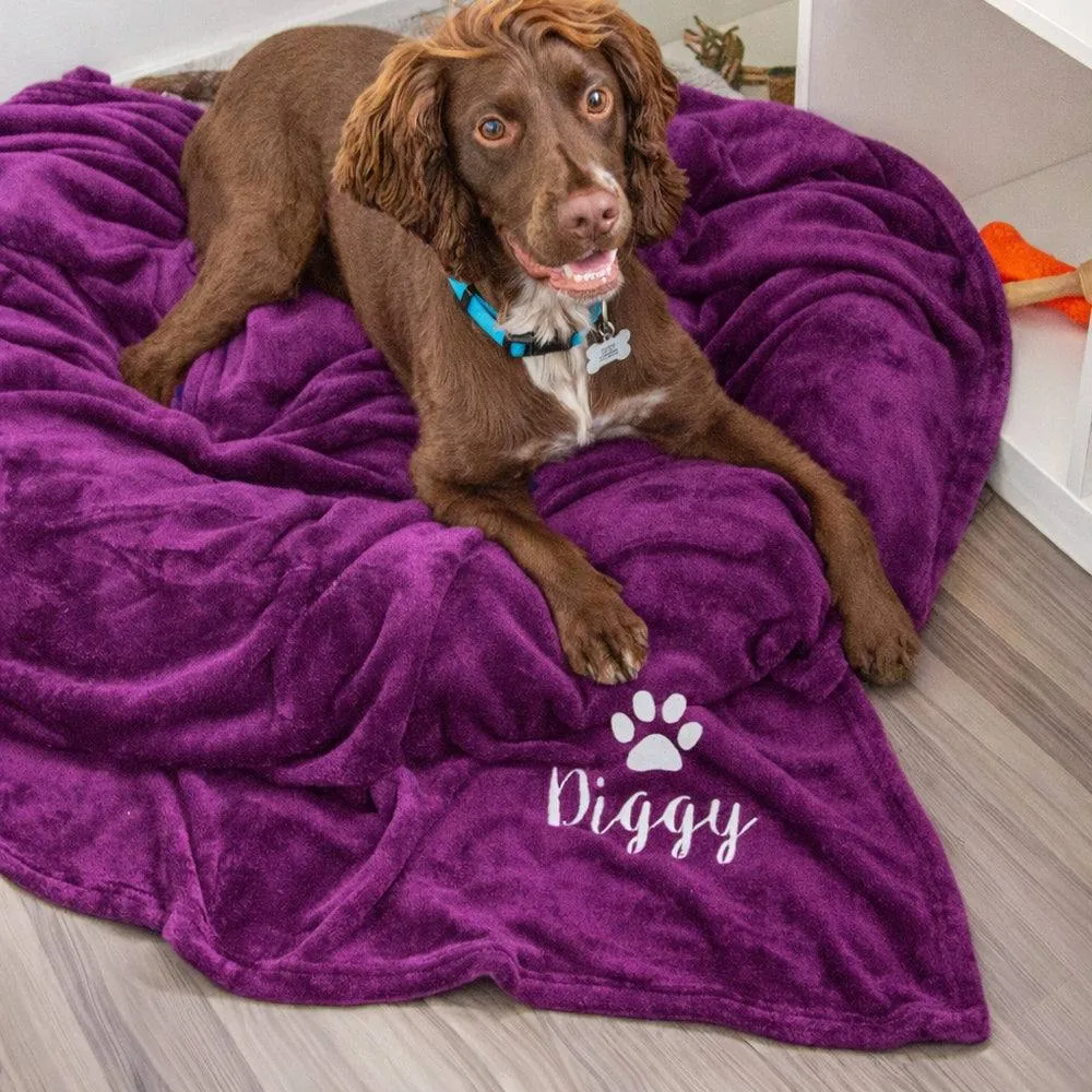 Duncan Stewart Personalised Dog Blanket Throw in Plum