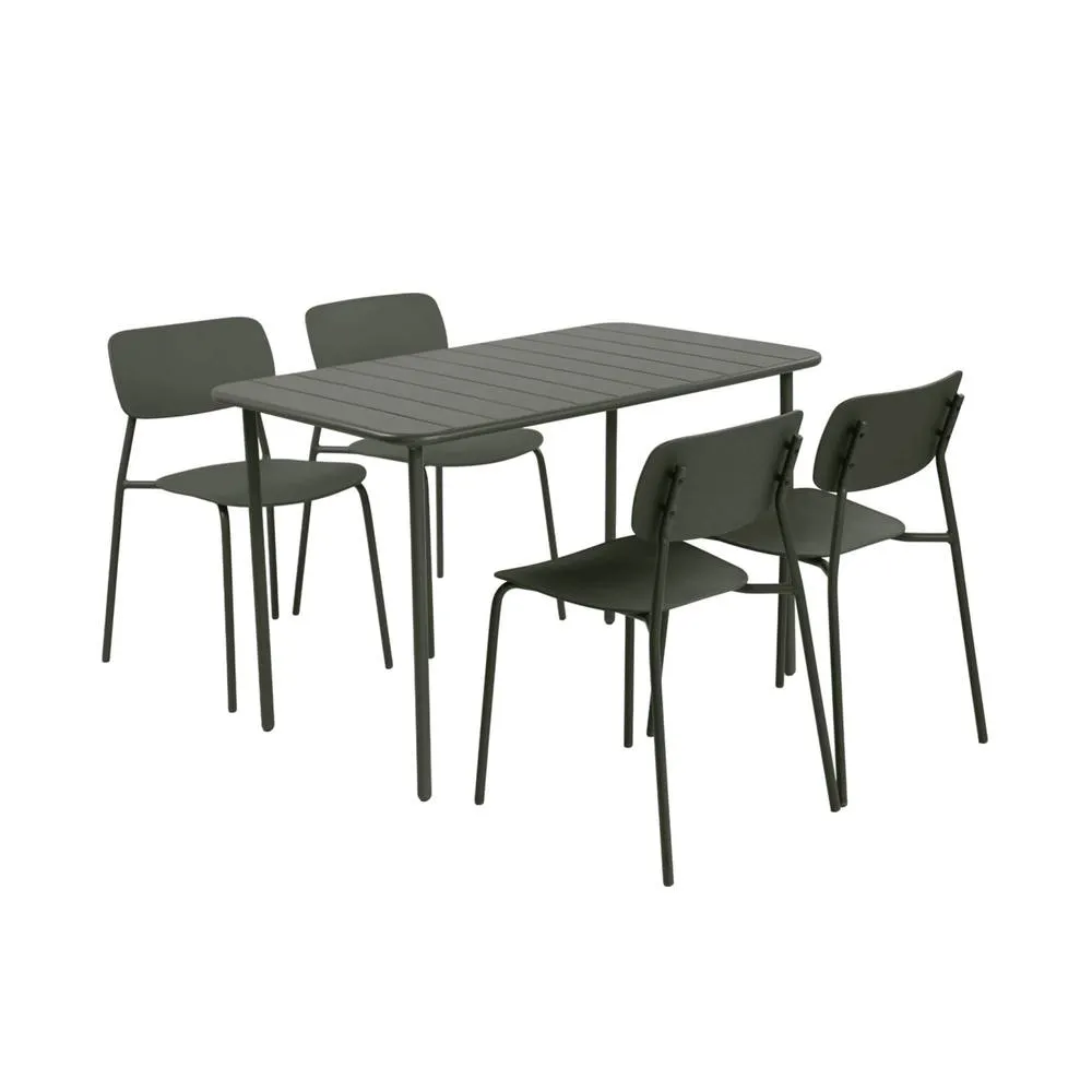 sweeek Metal garden table + 4 chairs in Khaki 2