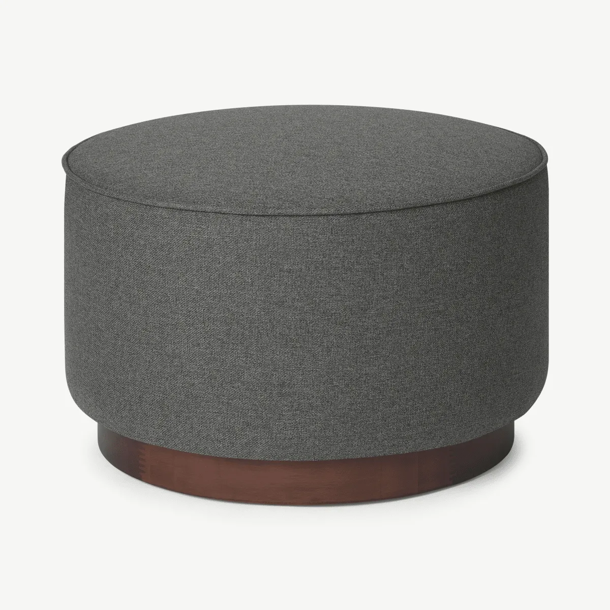 Hetherington Large Wooden Pouffe, Coventry Grey & Dark Stain Wood Fabric