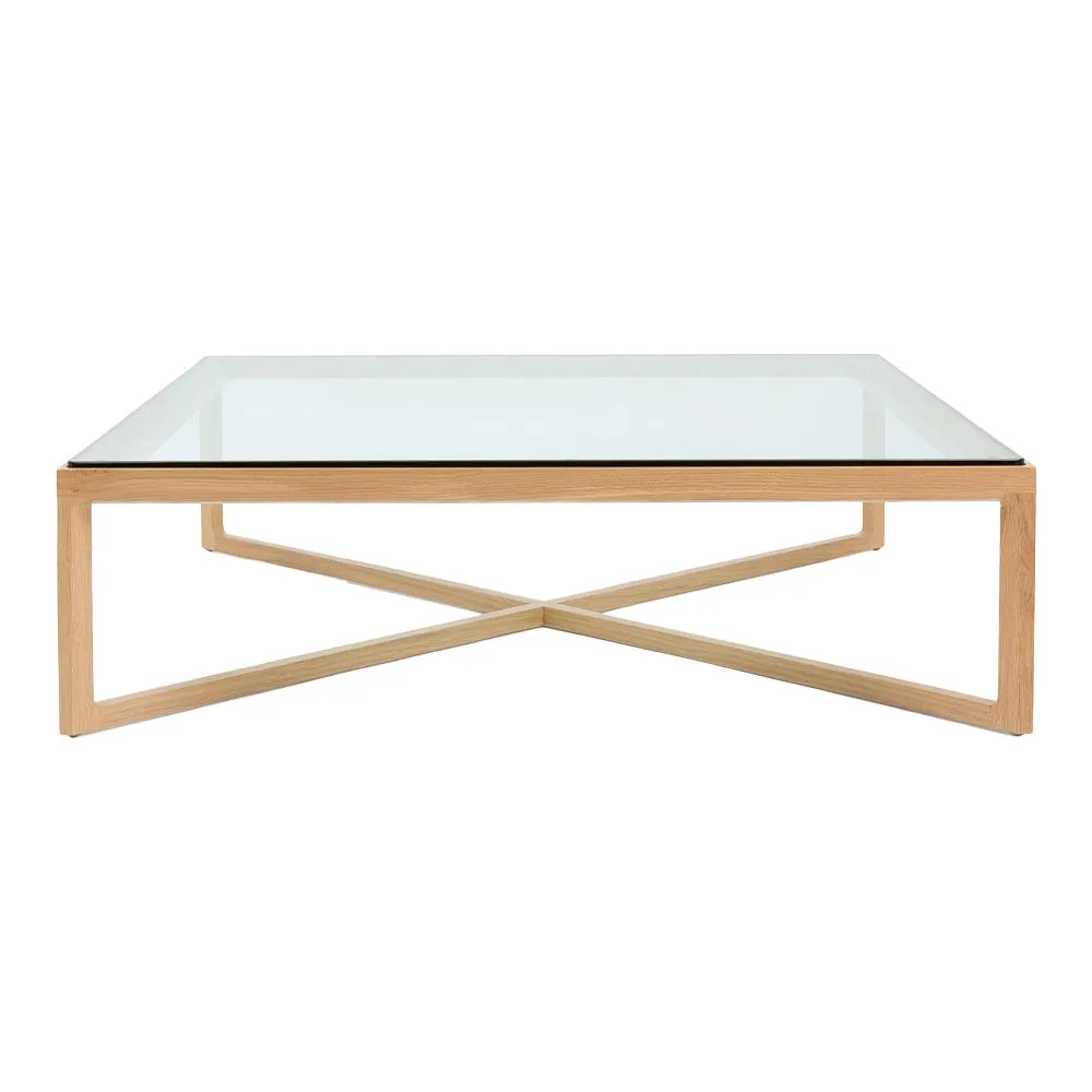 Knoll Krusin Coffee Table in Clear Glass and Natural Oak 2