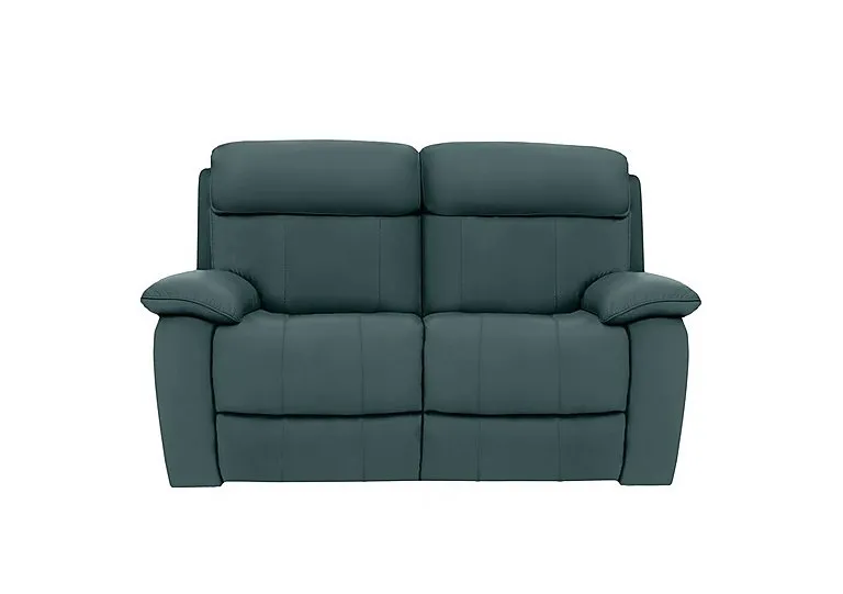 Moreno 2 Seater Leather Power Recliner Sofa with Power Headrests - BV Lake Green