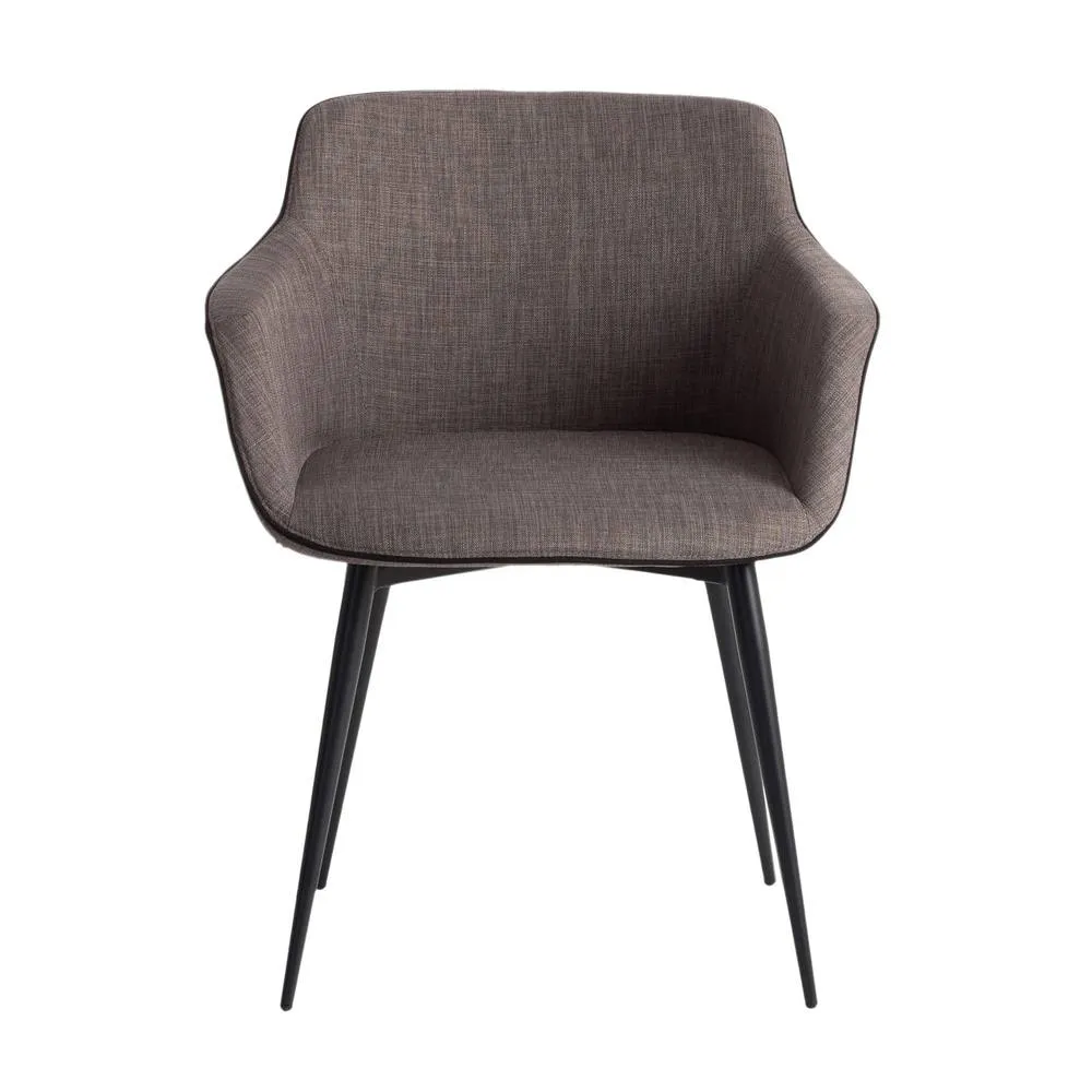 Angel Cerda Dark Grey Fabric Dining Chair with Armrests & Black 2
