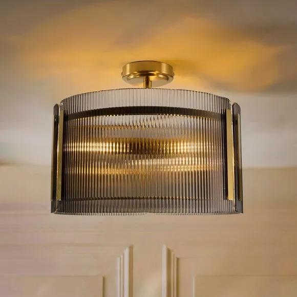 Veneto Ribbed 3 Light Semi Flush Ceiling Light 2