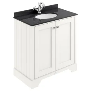 Bayswater Victrion Pointing White Traditional Freestanding Vanity Unit & Black Marble Top Basin - 800mm