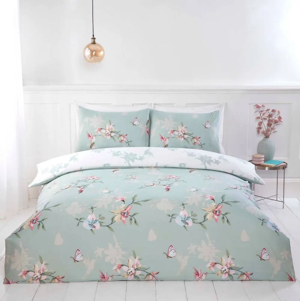 Rapport Home Hummingbird Microfibre Duvet Set Double Green, Green